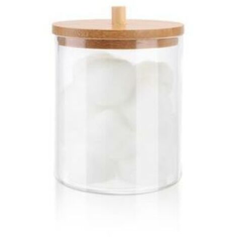 Lot 3 Boîtes Rangement Coton-Tiges Acrylique + Bambou - Distributeur Étanche Anti-Poussière Pour Cotons, Houppettes, Fil Dentaire