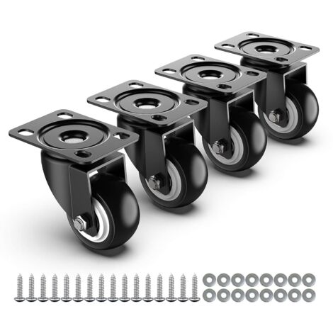 Roulette Caoutchouc élastique Noire Pivotante Freinée Avec Plateau