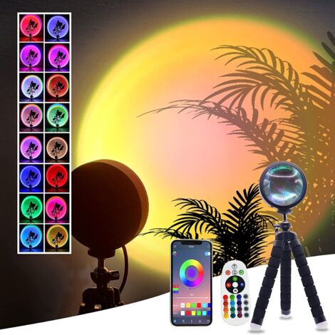 Lampe Projecteur Coucher De Soleil 16 Couleurs - Rotation 360°, Ambiance Romantique - Pour Chambre, Fête, Arrière-plan Photo