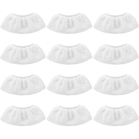 12Pcs Bonnettes Microfibre Lingettes,Blanc Lingettes Bonnettes Accessoire,compatible avec la plupart des Nettoyeur à vapeur