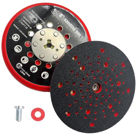 Disque de Ponçage 150mm, Plateau Ponceuse, Plateau de Poncage, Plateau Ponceus Multihole Compatible Ponceuses Electriques pour Bosch RSM6045, GEX 34-150, GEX 40-150, avec Vis et Joint Rouge (1/5)