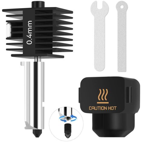 A1 Mini High Temp&Fast Speed Hotend 0.4mm avec Groove and Wrenches Buse en Acier Trempé+Bloc Chauffant en Laiton Chromé+Chaussette en Silicone Compatible with Bambu Lab A1&A1 MiniI mprimantes 3D