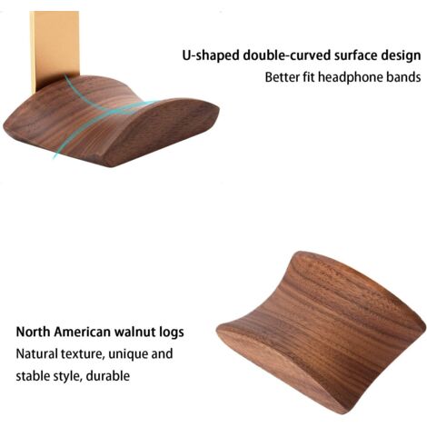 Support Design Pour Casque Audio Aspect Noyer