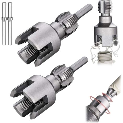 1/2'' and 3/4'' Integrated Internal & External Pipe Threading Tool, Convient Pour La Coupe De Filetage De Perceuse électrique, La Réparation De Tuyaux Et Dfayu (1/2"+3/4")