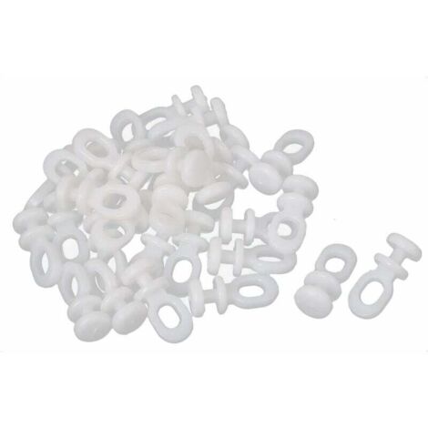 Lot de 30 glisseurs de rail pour rideaux – Roulettes et crochets coulissants – Plastique blanc 22mm x 10mm – Pour fenêtres et voilages (1/2)