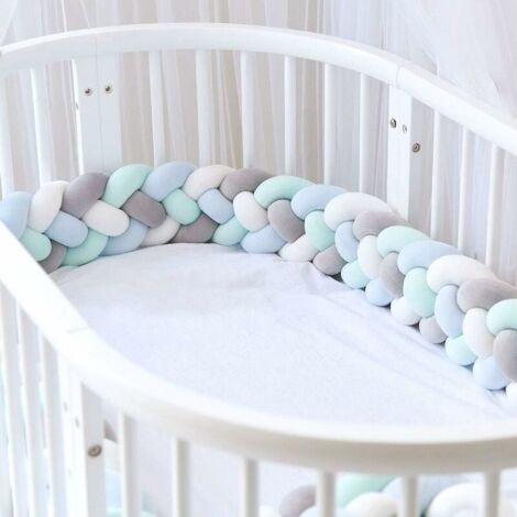 Tour de lit bébé tressé en velours – Protection pare-chocs 1.5m – Épaisseur 15 cm – Confort et sécurité pour nouveau-nés