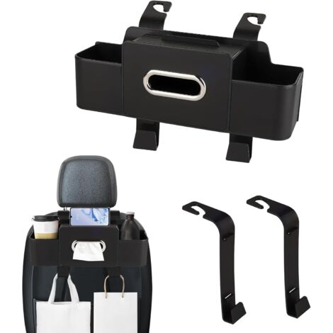 Boîte de rangement à suspendre pour dossier de siège de voiture – Organiseur multifonction pour siège de voiture avec porte-mouchoirs, porte-gobelet et crochets, organiseur de rangement durable (1/5)