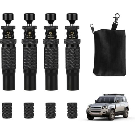 Lot de 4 dégonfleurs de pneu réglables – En laiton tout-terrain amélioré – Valve de libération d'air automatique améliorée – Valve de pneu de voiture à dégonflage rapide – Outil de descente (1/5)