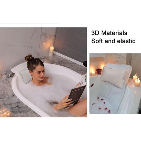 Oreiller De Bain à Ventouses - Coussin Cervical Pour Baignoire, Douche, Piscine, 52x38 Cm, Confort Relaxant