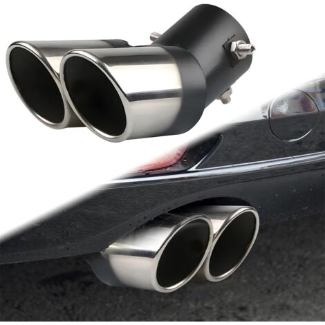 Embout D'échappement Inox Coudé Double Sortie - Universel (diam. 4,2 à 4,8 Cm) - Design Sport - Pour Voiture Tuning