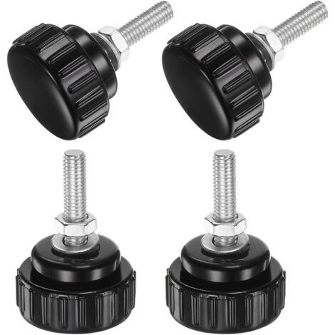 20 Vis à Pouce Moletées M4 X 40 Mm - Filetage Mâle 14 Mm Tête - Acier Noir Uxcell - Pour Tour