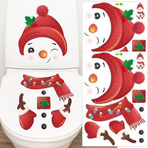 JOFONY - Lot De 2 Autocollants Géants Pour Fenêtre De Noël (Père Noël Et Bonhomme De Neige) - 42,5 X 90 Cm - Réutilisables Et Faciles à Coller - 9