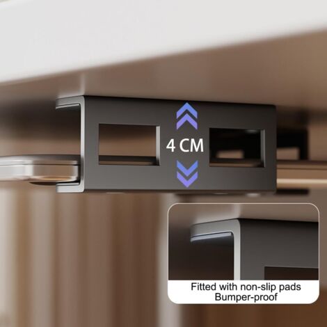 3 Pcs Supports Ordinateur Portable Sous Bureau Blanc - Rangement Multifonction Jusqu'à 3,5 Cm D'Épaisseur