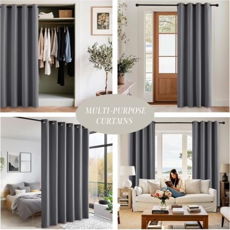 Rideaux Occultants Porte Interieur Lot De 1, Rideau Separation Entrée Pliant Thermique Anti Froid Pour Salon Et Cuisine 220gm2 Beige 80x200cm 92092455