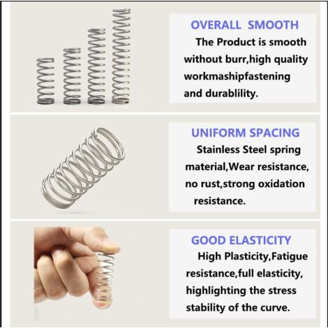 Ressort de Compression en Acier Inoxydable Petit Ressort 24 Tailles de ...