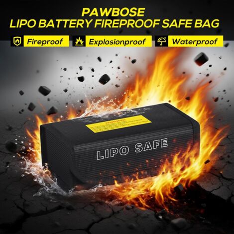 WANGCL - Sac De Batterie Lipo Ignifuge Et Étanche - Grande Capacité 260x130x150 Mm - Protection Pour Batteries LiPo, Drone, Power Bank