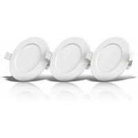 lot de 3 spots encastrables spéciales salle de bain IP44, protégés contre les projections d'eau, ultra plat, Ø115mm, modules LED 6W, lumière blanche chaude