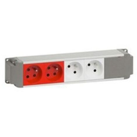 Legrand – Bloc nourrice 53405 – 4 prises 2P+T à détrompage – Puissance 3680W – Raccordement courant fort sur borniers