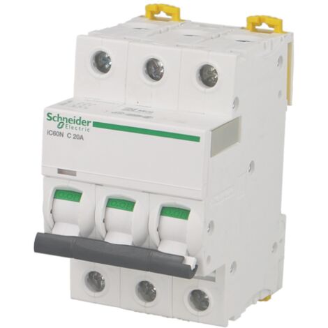 Disjoncteur modulaire tripolaire Schneider Acti9 iC60N 63A courbe C