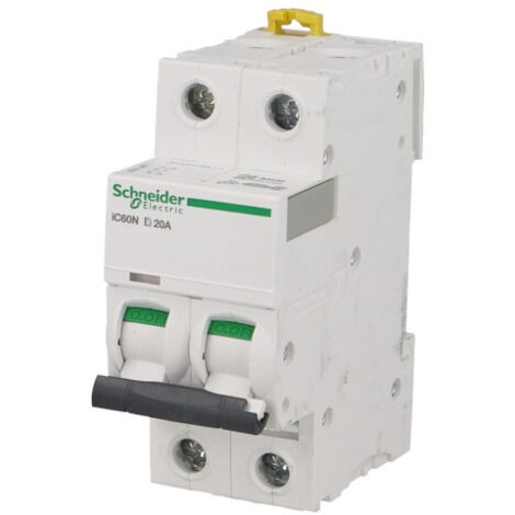 disjoncteur - schneider acti9 ic60n - 2 pôles - 2 ampères - courbe d - a9f75202