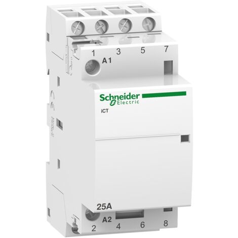 Schneider Electric – Contacteur pour tableau électrique 25A A9C24834 – 4NO 230-240VCA 50Hz – Installation sur rail DIN – Durée de vie électrique 200000 cycles