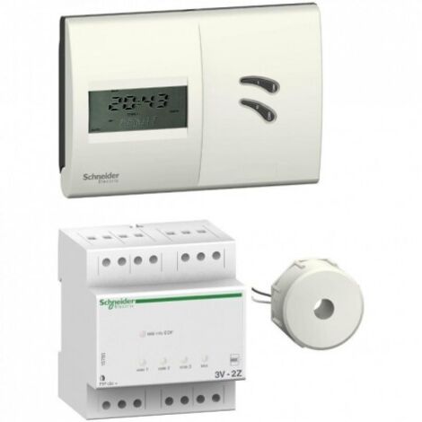 Gestionnaire d'energie 2Z à fil pilote 230V avec boitier d'ambiance + délesteur 3 voies de chauffage et ECS SCHNEIDER 15785