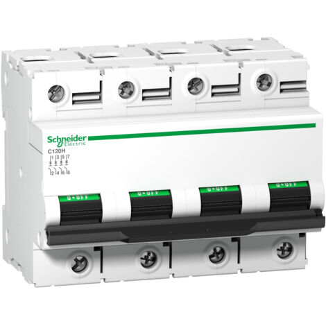 disjoncteur schneider - c120h - 4 pôles - 80 ampères - courbe c - schneider electric a9n18479