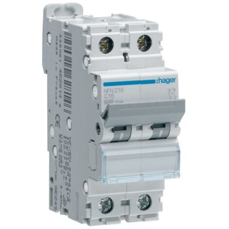 Disjoncteur bipolaire - 10A - courbe C - Vis/Vis - NFN210 - Hager (1/3)