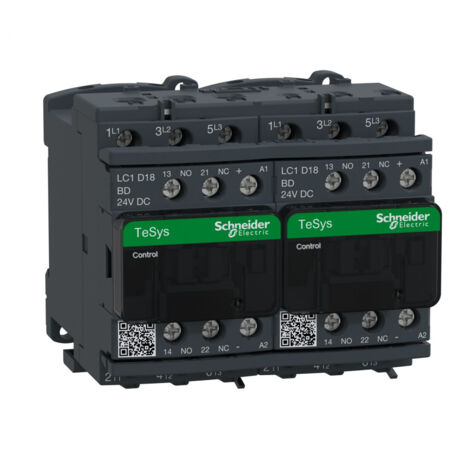 LC2D18BD CONTACTEUR INVERSEUR 24V DC 7,5kW SCHNEIDER LC2D18 (1/2)