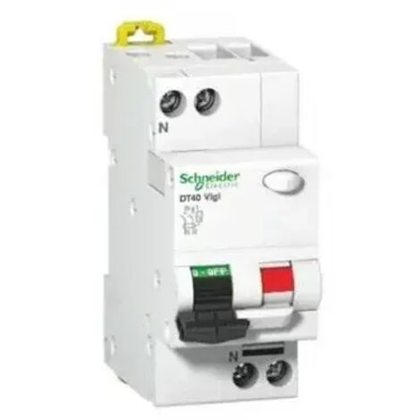 Schneider Electric – Disjoncteur différentiel 1P+N 10A A9N21443 – Courbe C – Protection thermique-magnétique – Sensibilité 300mA pour installations AC