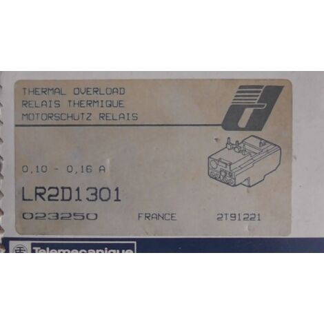 LR2D1301 : 0,10 -0,16A RELAIS THERMIQUE TELEMECANIQUE Thermal OVERLOAD