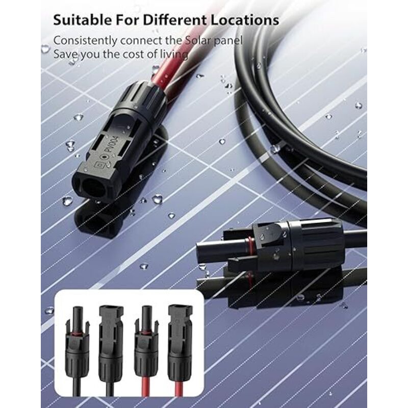 Produktbild von 6mm² Solarkabel Mit MC4-Stecker – 2x1m, IP67, 30A, Für PV-Anlagen & Outdoor