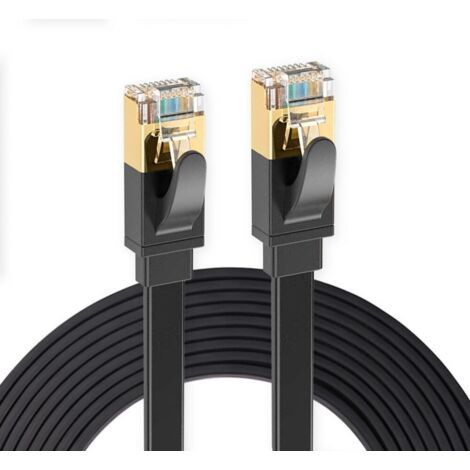 Elfcam Flaches Ethernetkabel RJ45 Cat 8 S/FTP 3m Schwarz – 28AWG, 2000 MHz, 40 Gbps – Hochgeschwindigkeits-LAN-Kabel mit hochwertigen Steckern