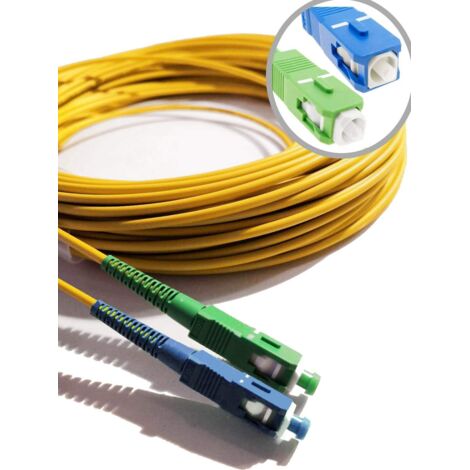 Elfcam Glasfaserkabel 10m SC/UPC auf SC/APC Gelb – Singlemode 9/125 µm – Hochleistungs-LWL-Kabel