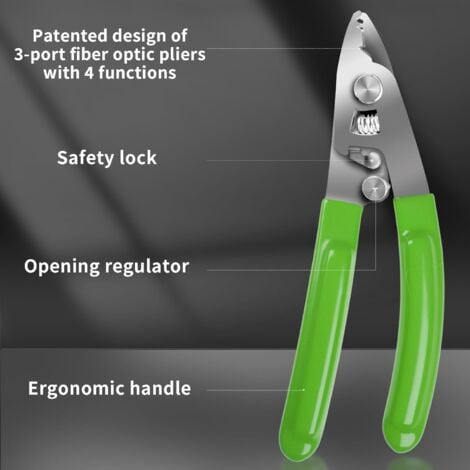 Elfcam - 4-in-1 Glasfaser-Abisolierer mit Kevlar-Schere, FTTH Profiwerkzeug für Techniker