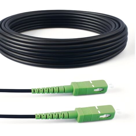 Elfcam Glasfaserkabel 30m SC/APC auf SC/APC – OS2 Singlemode Simplex 9/125 µm – Stahlarmiert, wasserdicht, Schwarz – Für Innen- & Außenbereich