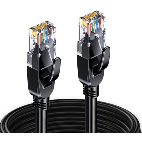 Elfcam Rundes Ethernetkabel RJ45 Cat 8 S/FTP 1.5m Schwarz – 28AWG, 2000 MHz, 40 Gbps – Hochgeschwindigkeits-LAN-Kabel mit hochwertigen Steckern