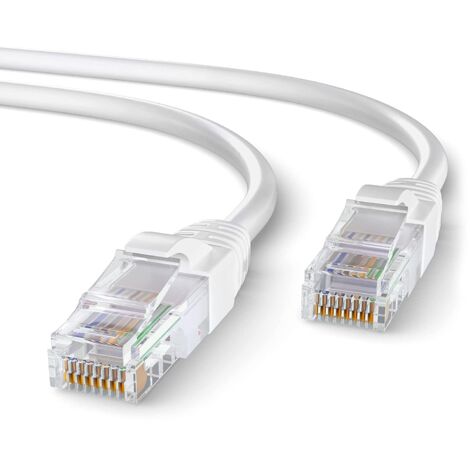 Elfcam Ethernetkabel RJ45 Cat 6 60m Rund Weiß – 1 Gbps, 26AWG, Hochwertige Stecker – LAN-Kabel für PC, Konsole, Router, Modem, Glasfaserbox