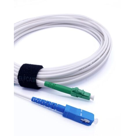 Elfcam LWL-Patchkabel 15m SC/UPC auf LC/APC – OS2 Singlemode Simplex 9/125 µm, LSZH, Weiß – Glasfaserkabel für schnelle Datenübertragung