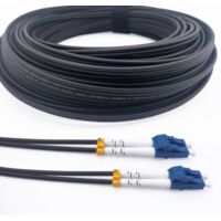Elfcam Glasfaserkabel 30m LC/UPC auf LC/UPC – OS2 Singlemode Duplex 9/125 µm – LSZH, stahlarmiert, wasserdicht, Schwarz – Für Innen- & Außenbereich