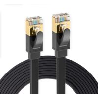 Elfcam Flaches Ethernetkabel RJ45 Cat 8 S/FTP 8m Schwarz – 28AWG, 2000 MHz, 40 Gbps – Hochgeschwindigkeits-LAN-Kabel mit hochwertigen Steckern