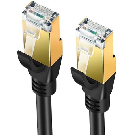 Elfcam - 0.5m Cavo di Rete Ethernet Cat 8 rotondo nero, LAN WAN, Cat8