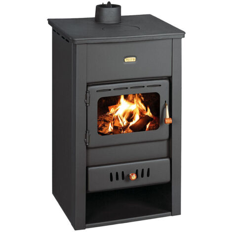 Stufa a legna Prity K2 CP – 10,4 kW, Nero Grafite, Piano Superiore in Ghisa, Classe A