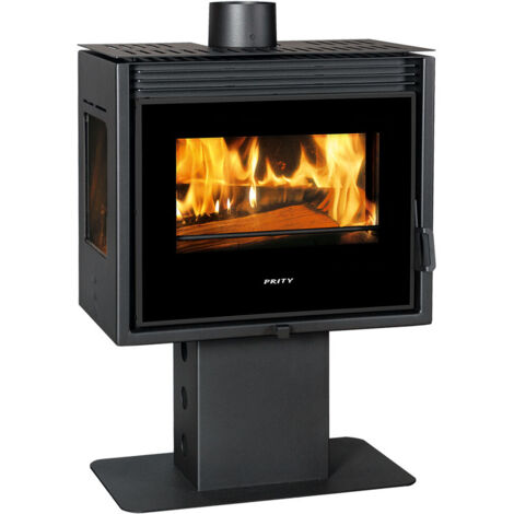 Stufa a legna Prity PM3L TV – 13 kW, Nero Grafite, Classe A+, Design Panoramico con Triplo Vetro