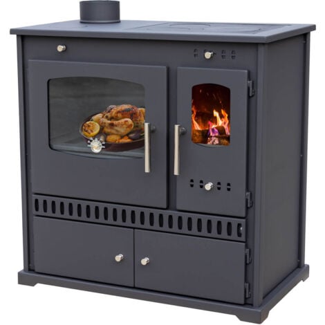 Cucina a Legna Prometey Perfect Eco - 7 kW  Piastra in Ghisa, Efficienza Energetica, Design Funzionale e Uscita Fumi a Sinistra