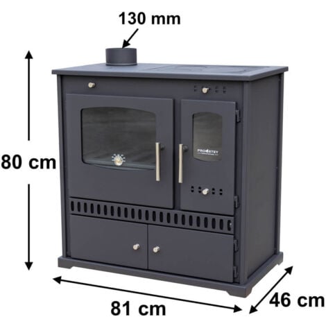 Cucina a Legna Prometey Perfect Eco - 7 kW  Piastra in Ghisa, Efficienza Energetica, Design Funzionale e Uscita Fumi a Sinistra