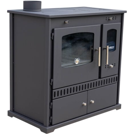 Cucina a Legna Prometey Perfect Eco - 7 kW  Piastra in Ghisa, Efficienza Energetica, Design Funzionale e Uscita Fumi a Sinistra