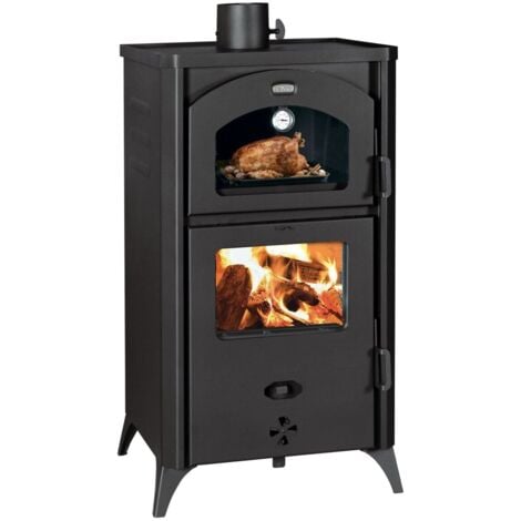 Stufa a legna con forno Prity FGR D – 14,5 kW, Nero Grafite, Classe A+, Forno con Termometro Integrato