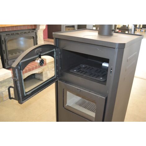 Stufa a legna con forno Prity FGR D – 14,5 kW, Nero Grafite, Classe A+, Forno con Termometro Integrato