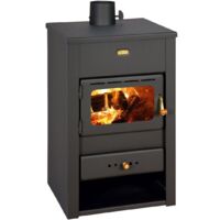 Stufa a legna Prity K2 – 10,4 kW, Nero Grafite, Classe A, Design Compatto